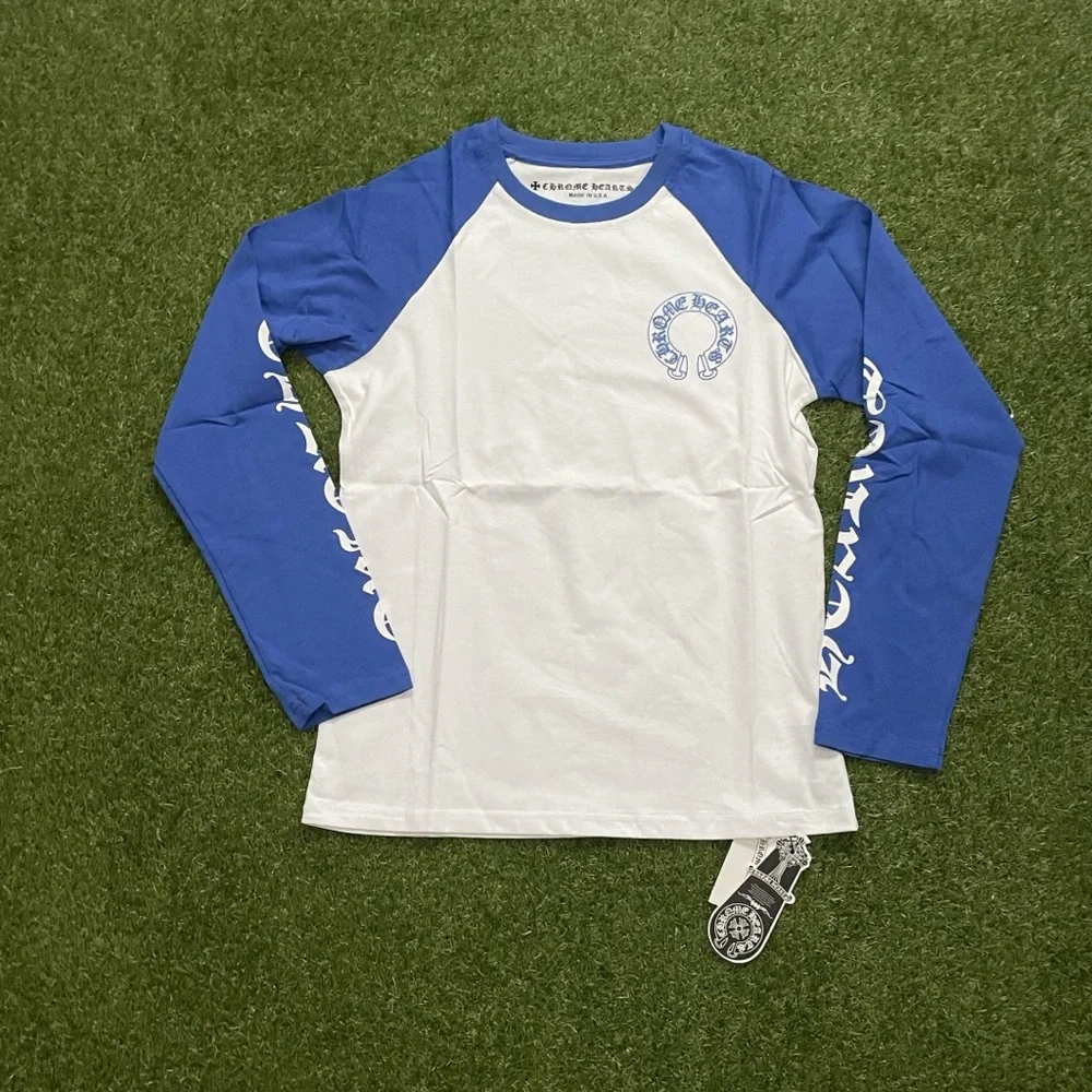 White and Blue CH logo tee horseshoe